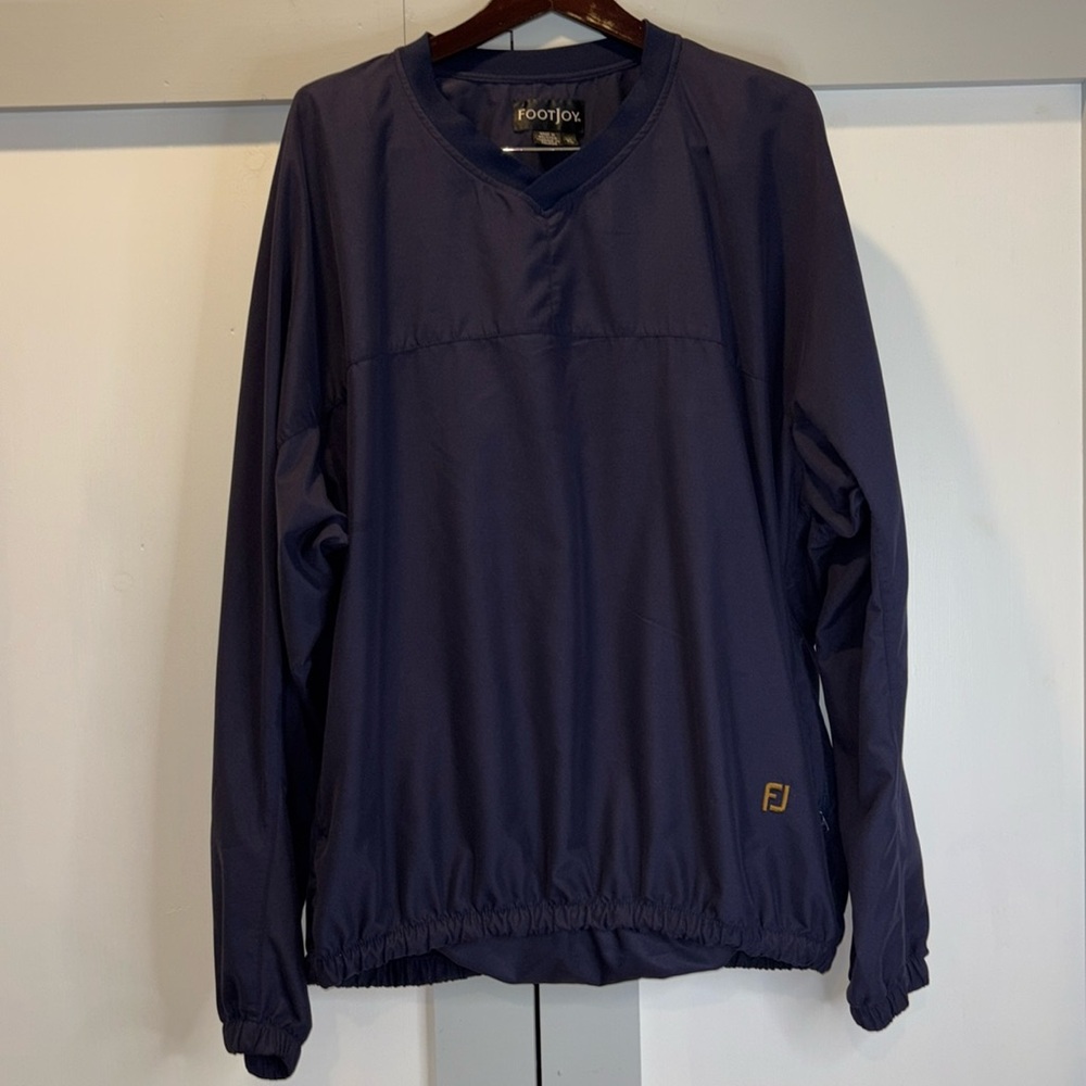 FootJoy Mens Golf Pullover Windbreaker Jacket FJ Zip Hand Pockets V-Neck Size XL